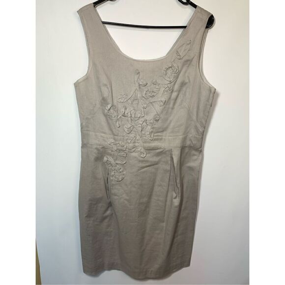 Ann Taylor LOFT Women's Sleeveless Lined Soutache Sheath Dress Gray Size Large - Picture 1 of 8